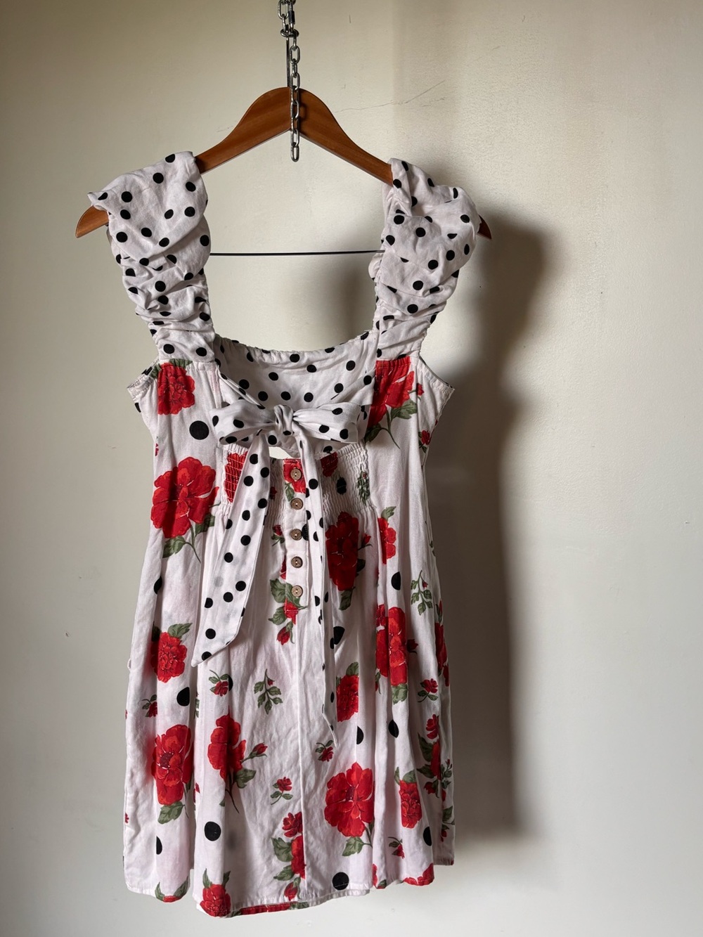 Free People White Linen Bom Bom Island Mini in Polka Dots & Roses 🌹 - Picture 5 of 9